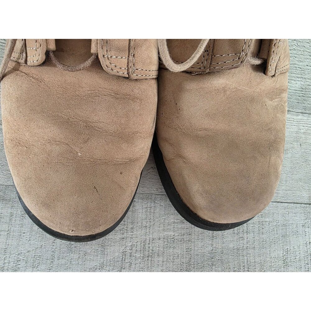 Clarks Beige Leather Lace-Up Oxfords Womens Shoes Size 8M - Picture 4 of 6